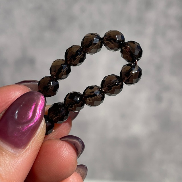 【スモーキークォーツ ブレスレット】フェイスティッド｜16mm｜天然石ブレスレット