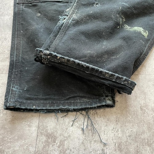 推定90s USA製 ブラック ダブルニー Carhartt B01 36×34 詳細写真5