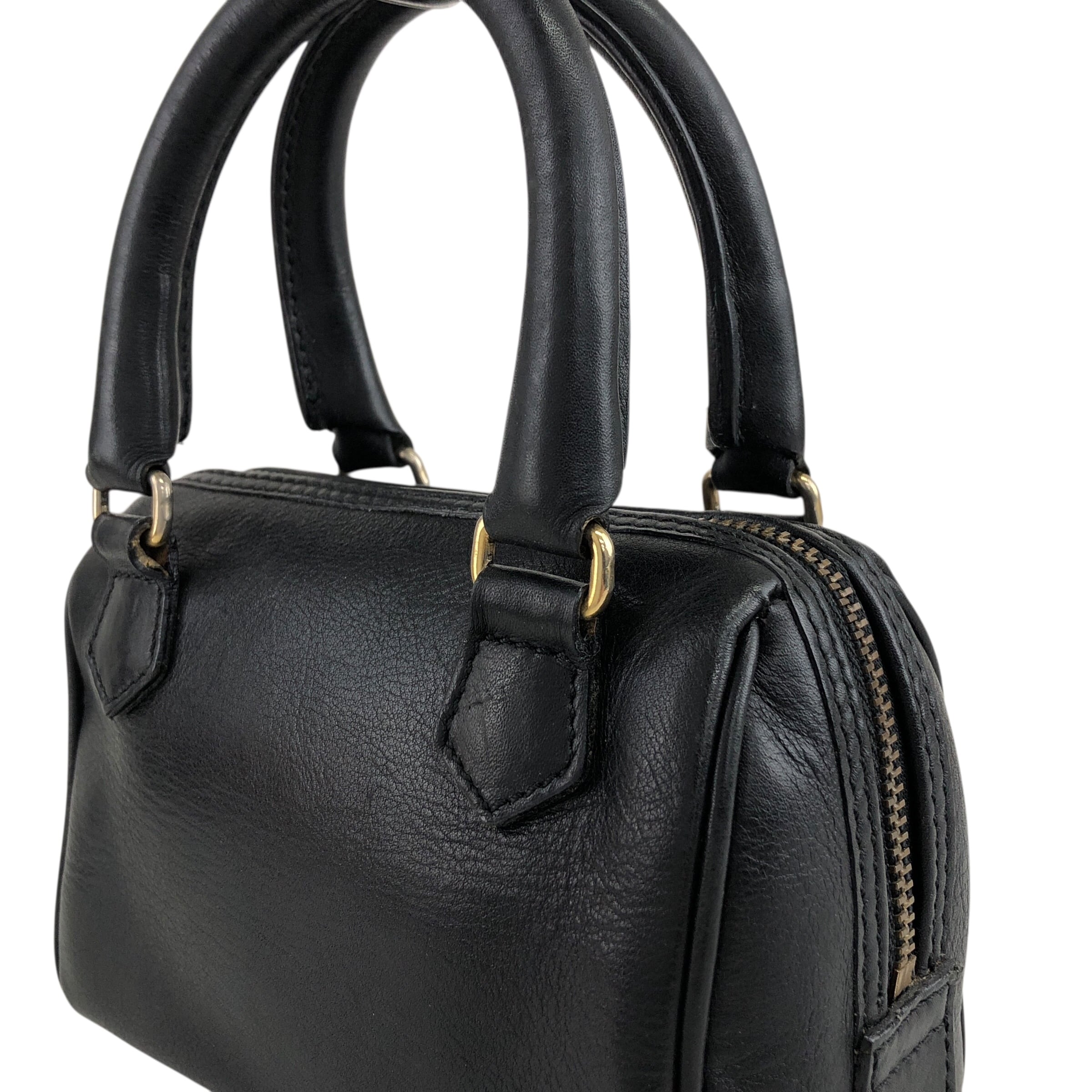 CELINE ブラックレザー ハンドバッグ CELINE セリーヌ ハンドバッグ ブラック レザー 2way マイクロ ミニ