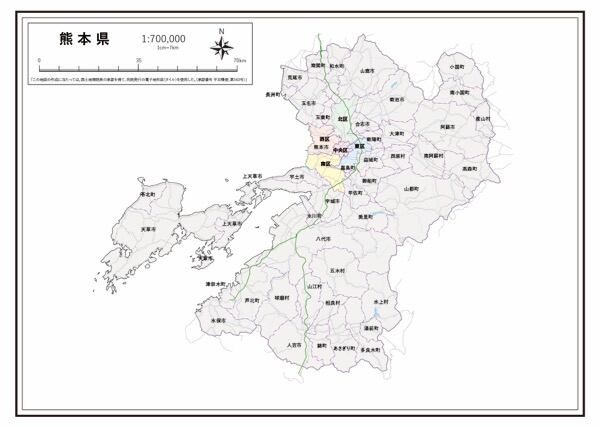 p5熊本県：高速道路　日本全国の白地図ショップ　K_kumamoto_p5　楽地図