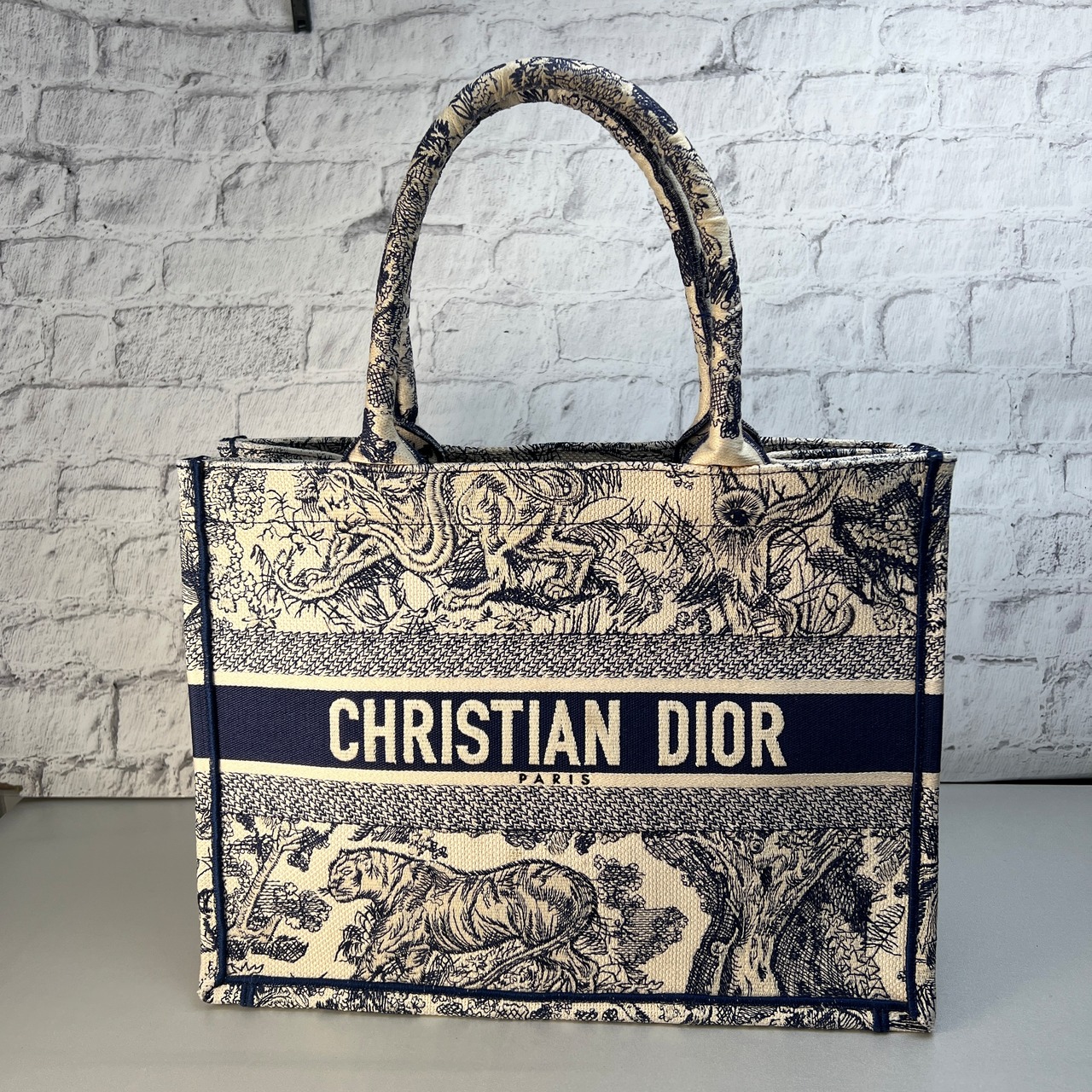 Dior ディオールブックトート ミディアム キャンバス ハンドバッグ ブルー A-12523