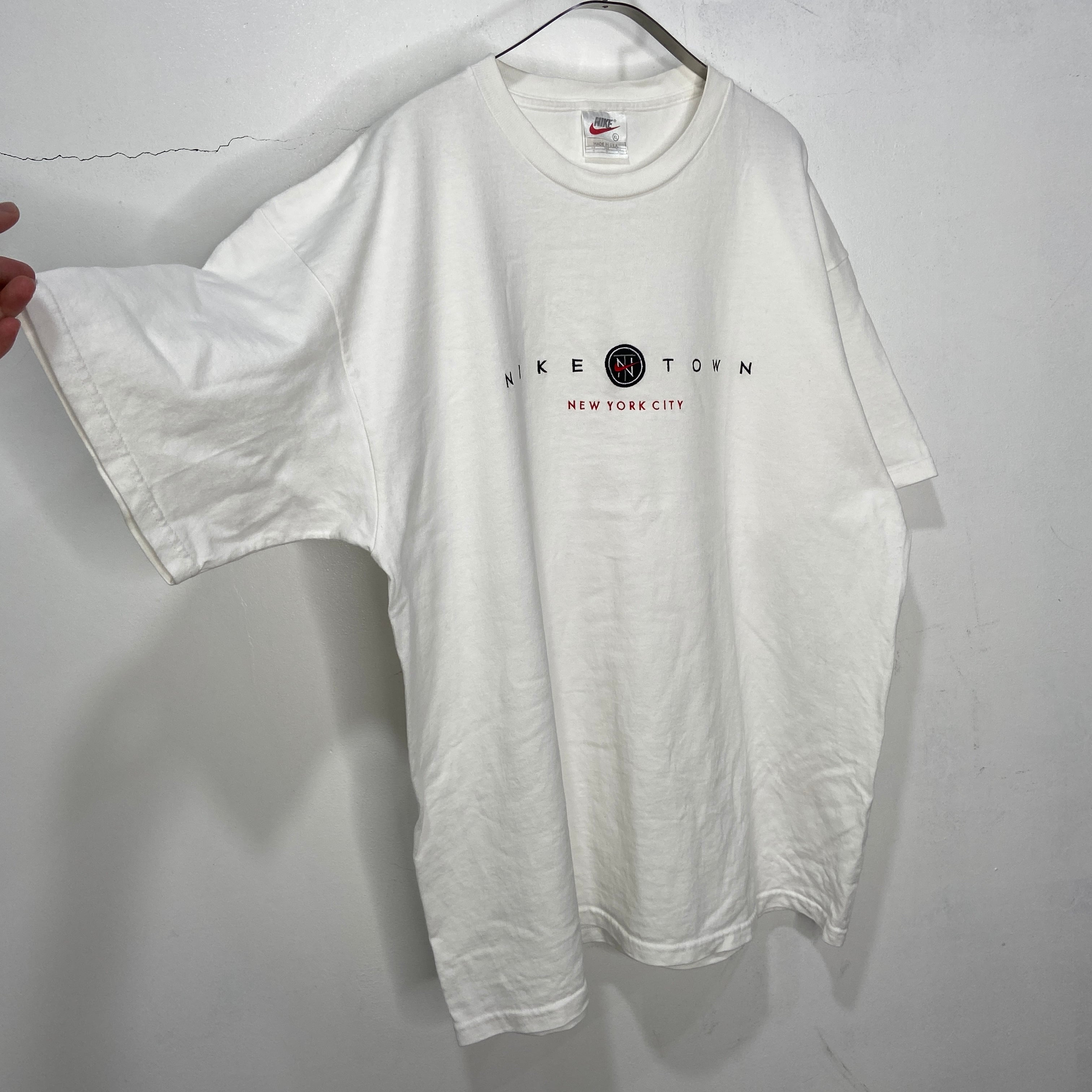 NIKEナイキ○商品【USA製】【90s】ナイキ NIKETOWN 刺繍ロゴ Tシャツ M 灰