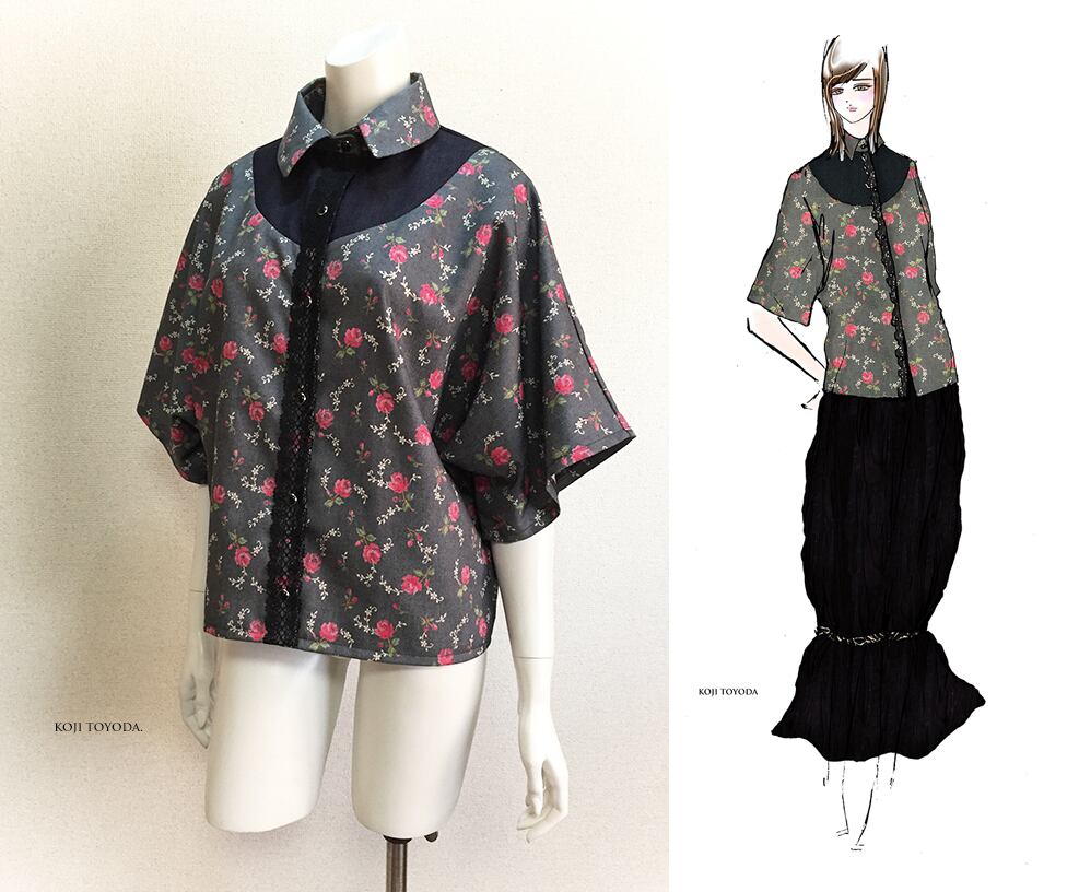 45 割引m ポイント10倍 1点もの デザイン画付き ドットクールニットゆったり着物袖トップス Tシャツ カットソー 七分 長袖 トップスm thaar Net