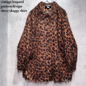vintage leopard pattern design sheer shaggy shirt