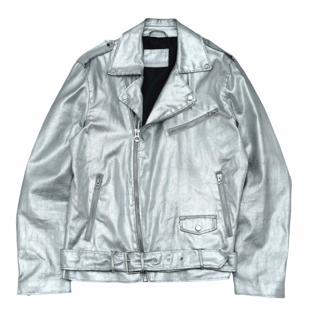 Silver surface coating riders jacket | 古着屋 grin days memory 