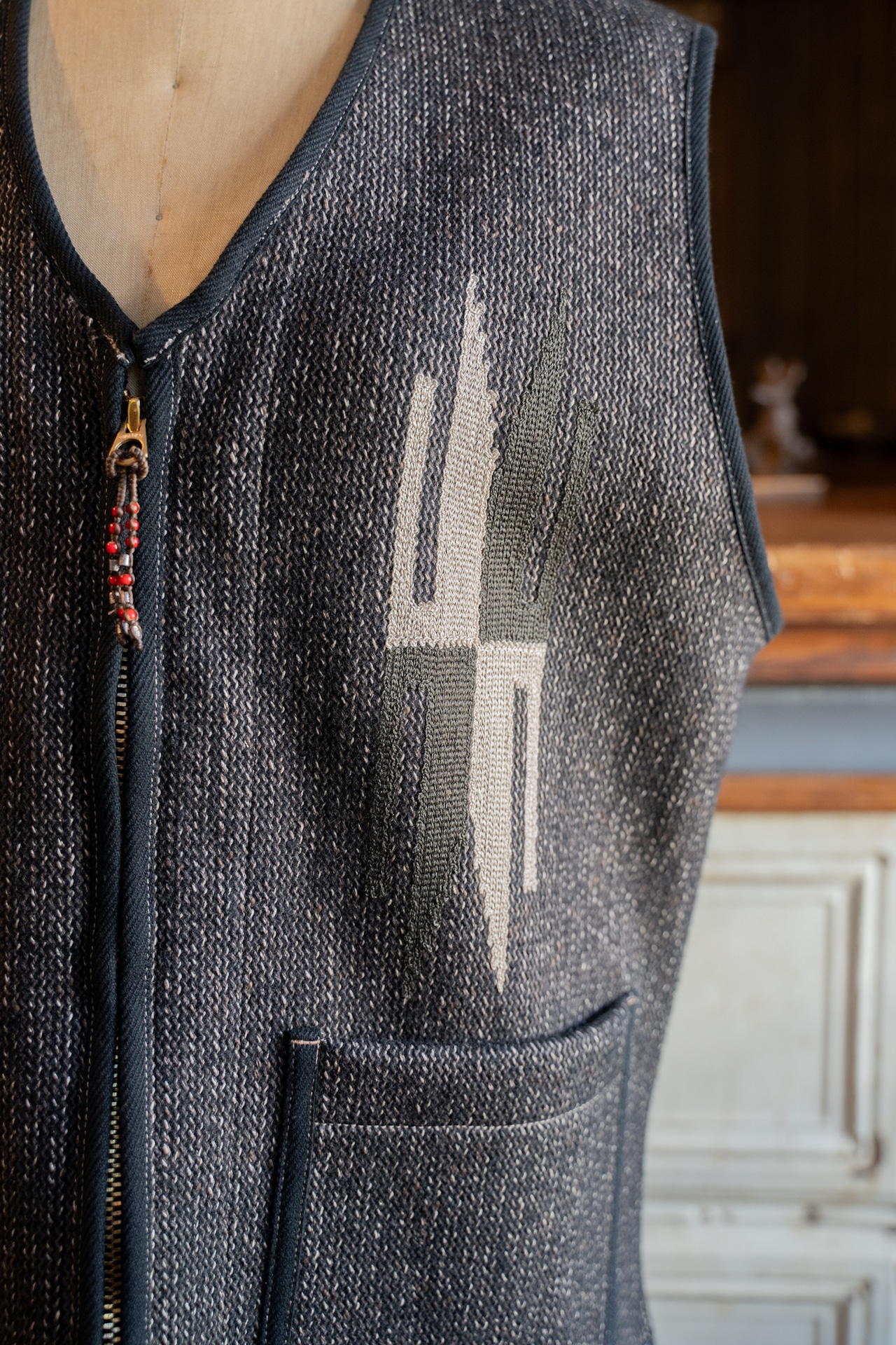 GYPSY&SONS SALT & PEPPER SANTA-FE VEST BLACK
