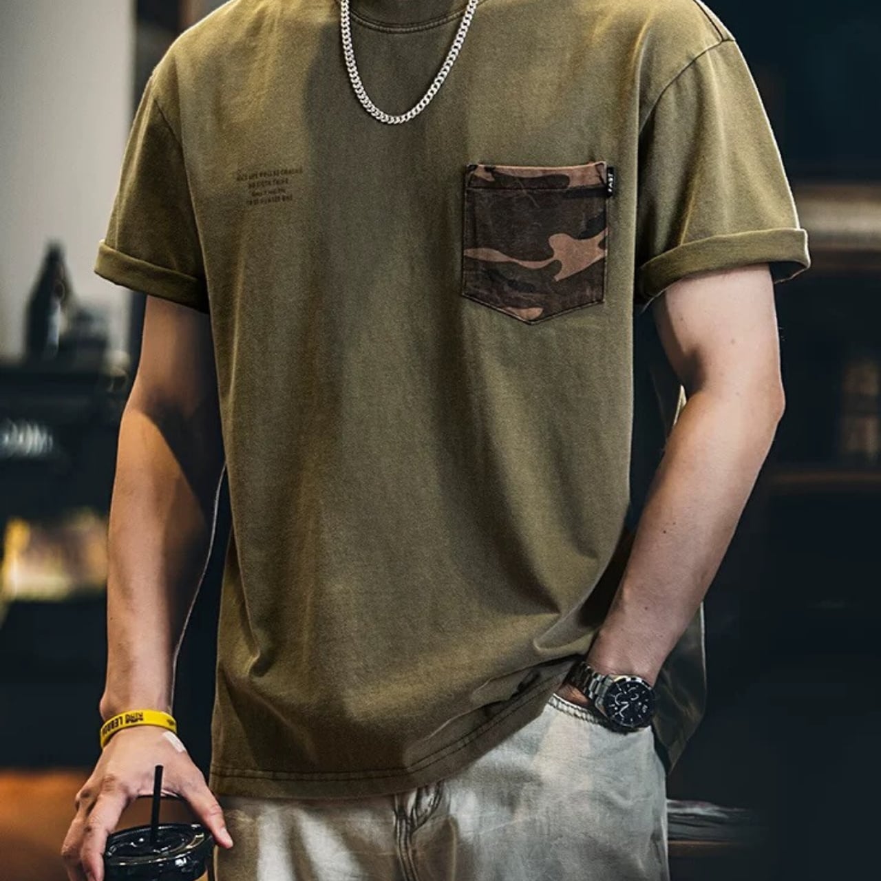 パッチポケット クルーネック ミリタリーTシャツ 00291