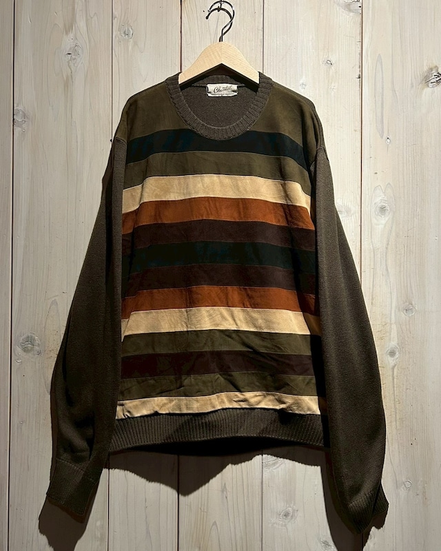 【a.k.a.C.a.k.a vintage】Suede Leather Switching Vintage Loose Knit