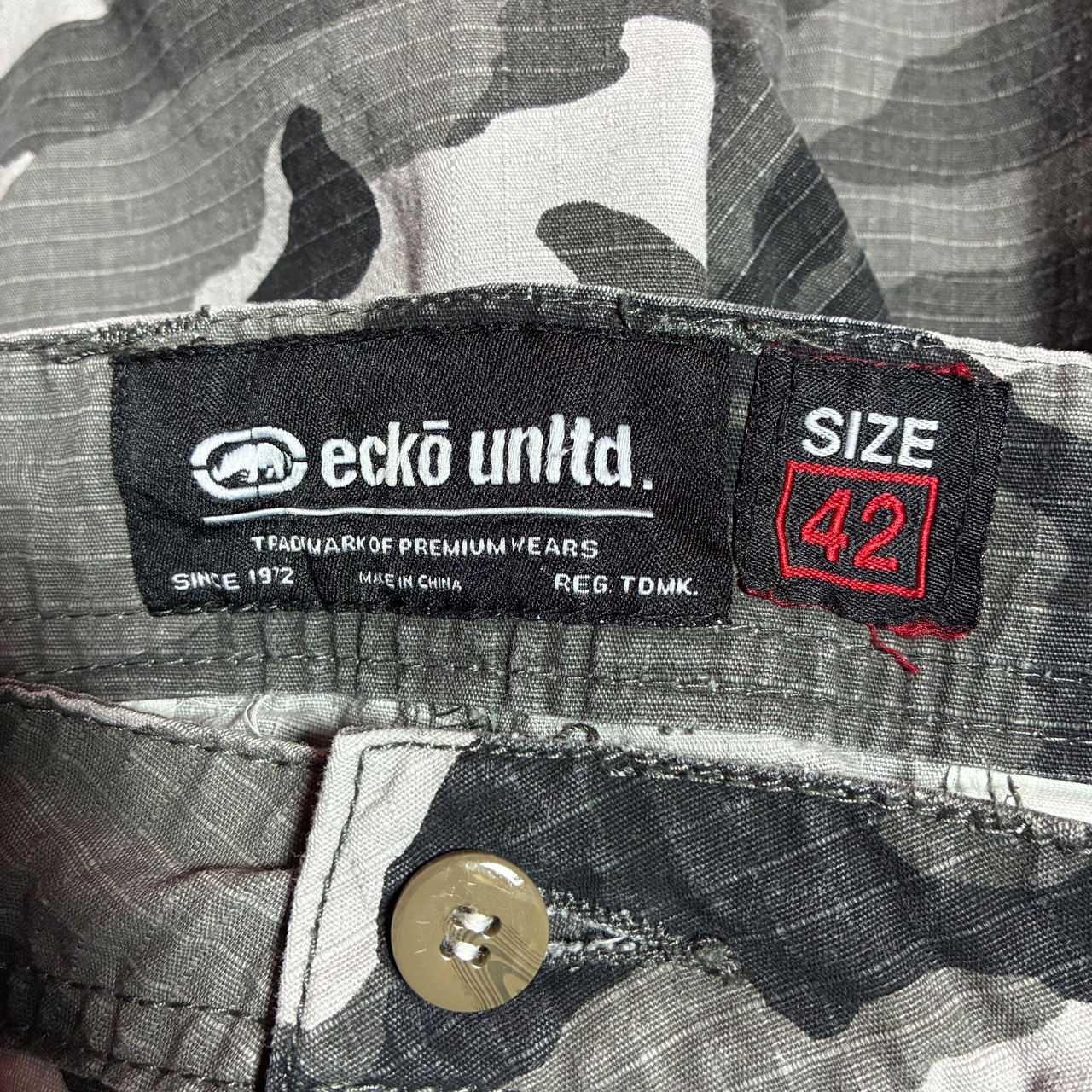 ECKO UNLTED Hip Hop極太カーゴショーツ カモフラ リップストップ W42 エコー
