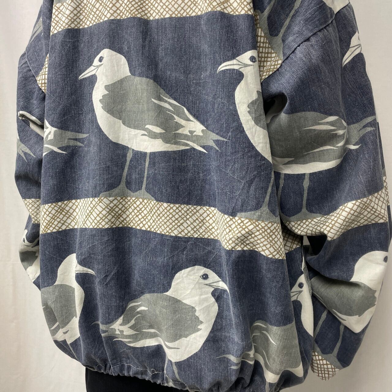 90年代 MICHIGAN RAG CO ミシガンラグ カモメ柄 総柄 コットンパーカー