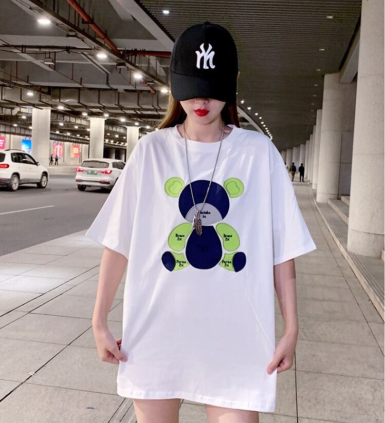 大きいサイズ✰*。ゆるかわトップス 大きいサイズM-XXL】ファッション/人気Tシャツ♪ホワイト/ブラック