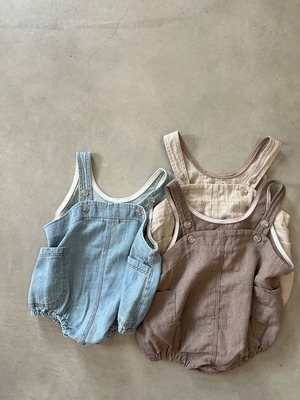 【anggo】ブラウニーオーバーロンパース デニム 60〜80cm  230711