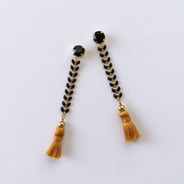 Leafchain×mini SILK tassel P/E （Kahki）