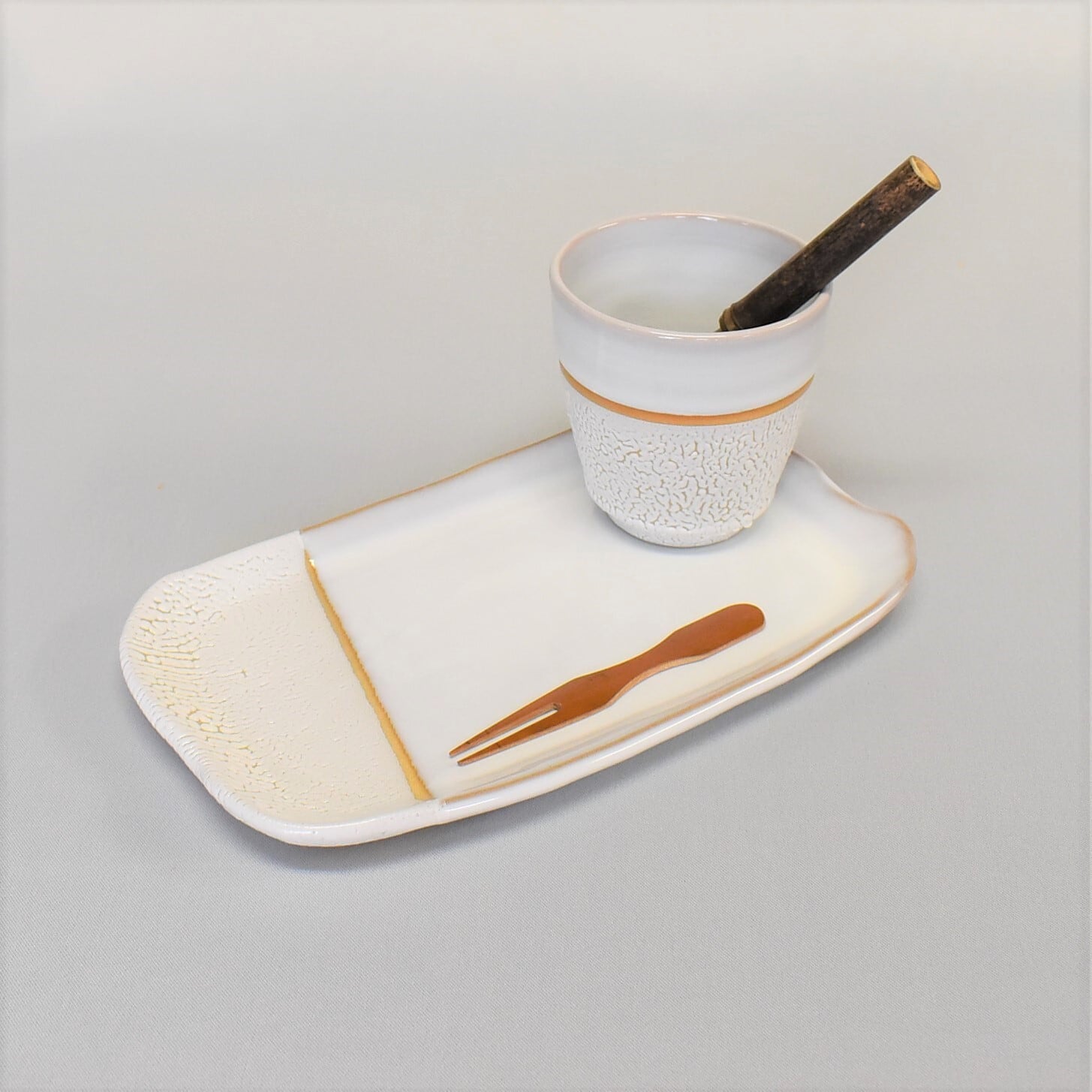 かいらぎ　萩焼き　大角皿38cm かいらぎ カップ＆プレート皿セット | 萩のうつわ かいらぎ 萩