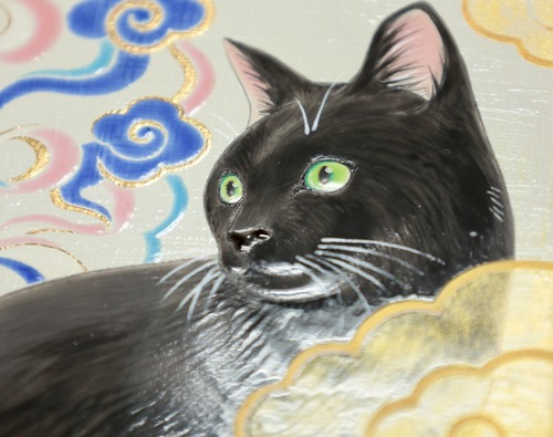 陶雅「瑞雲蓮華紋　黒猫」