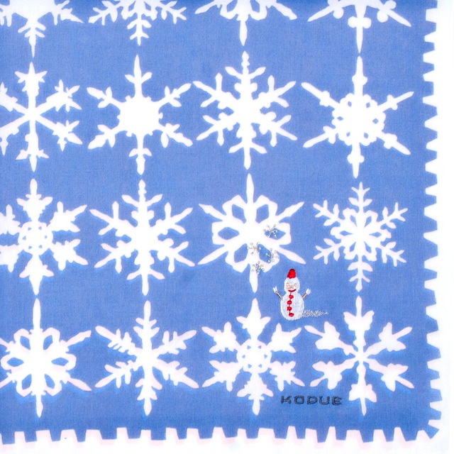 ひびのこづえ ハンカチ 雪の結晶 / ブルー 刺繍入り 2枚合わせ 48x48cm KH07-15