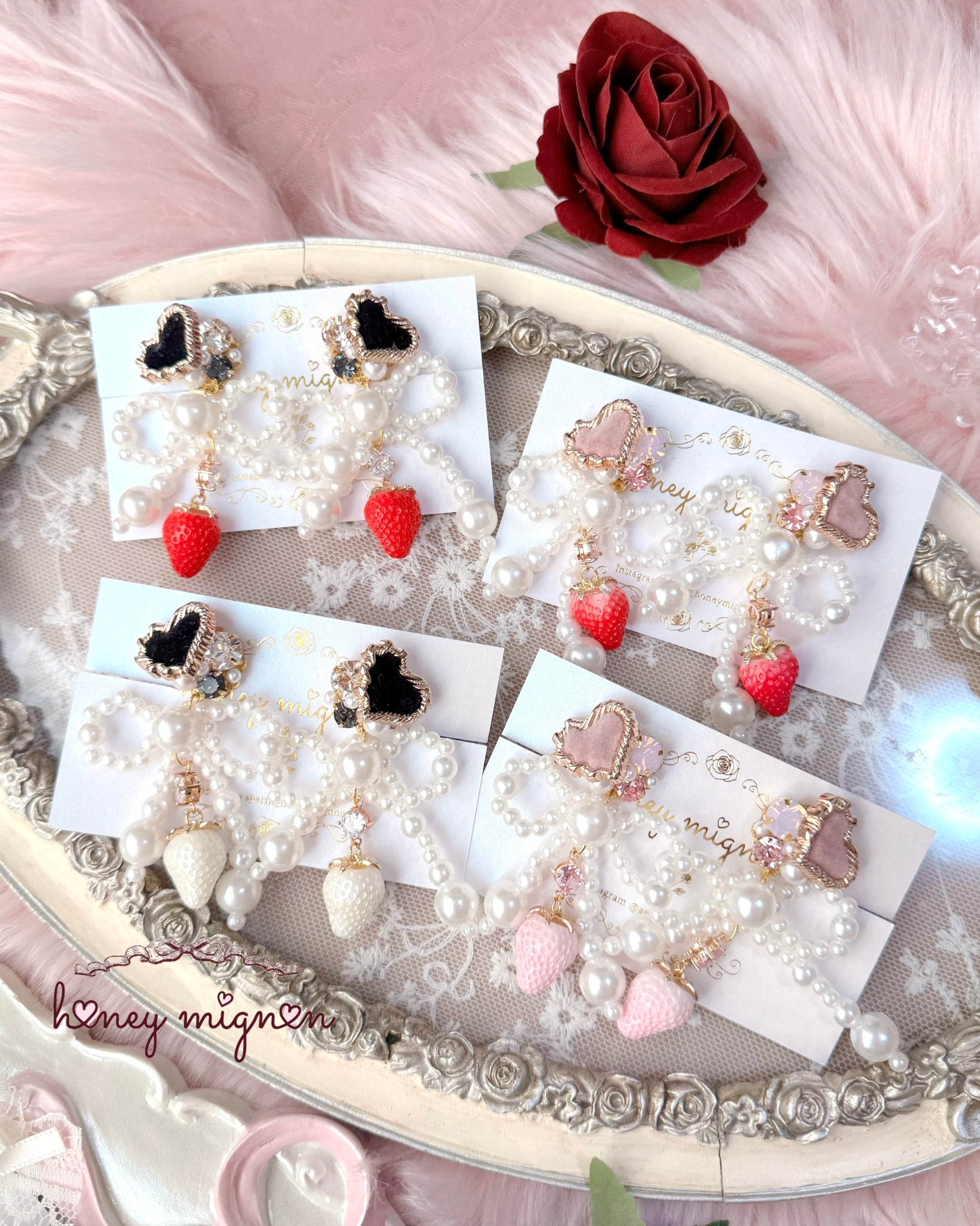 いちごモチーフピアス/イヤリング【AW-ST-3-W】