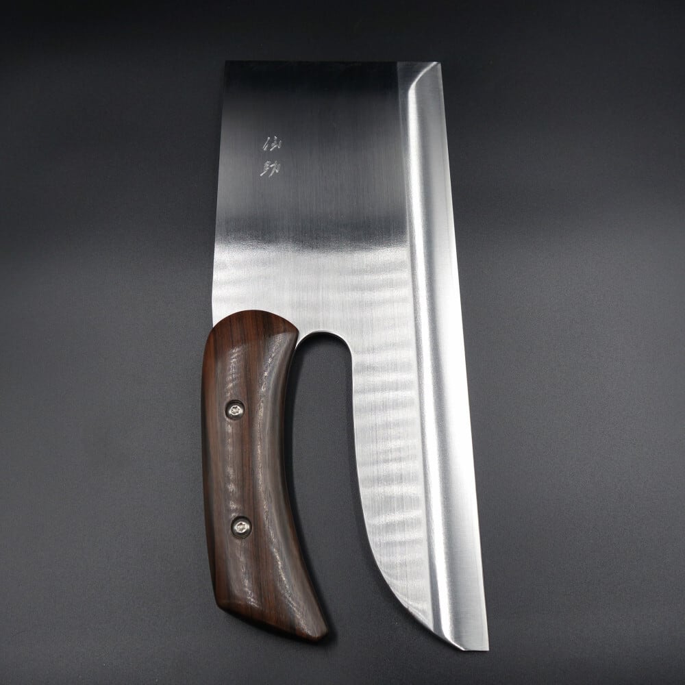 仙助 麺切り包丁 蕎麦包丁 安来鋼青紙二号 330mm 黒檀曲柄 越前打刃物