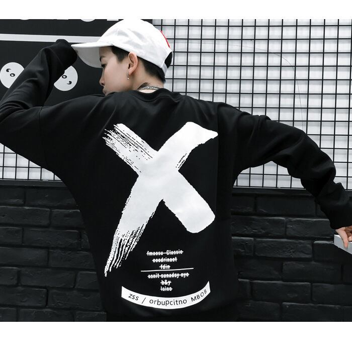 ストリートヒップホップトレーナー Ｘ ばってん バッテン ブラック