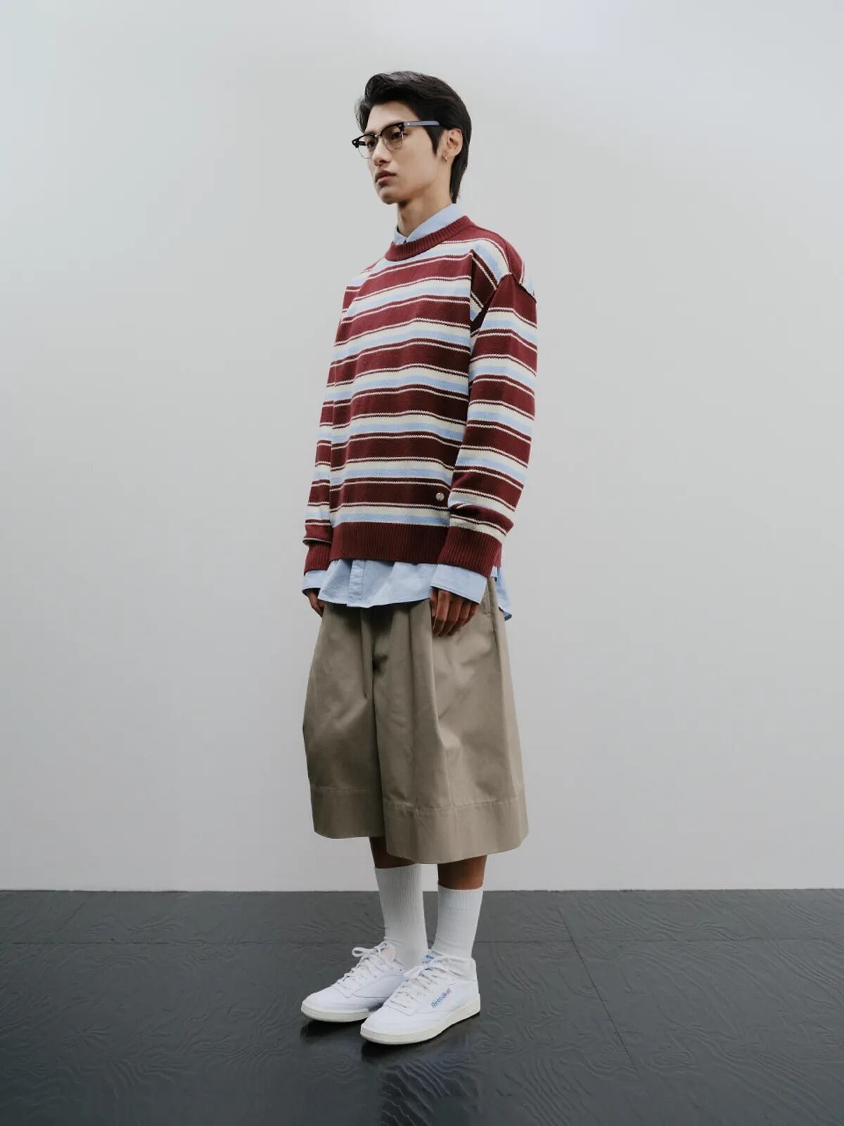 ☆RIIZE ウンソク 着用！！【IEY】MULTI STRIPE KNIT Burgundy | もごつ