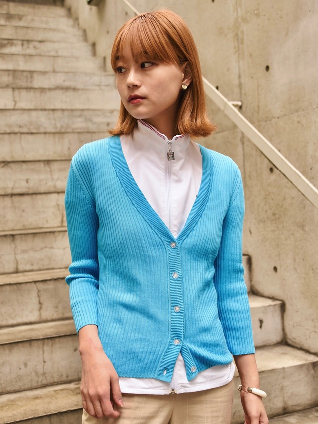 courreges/ vintage right blue  knit cardigan