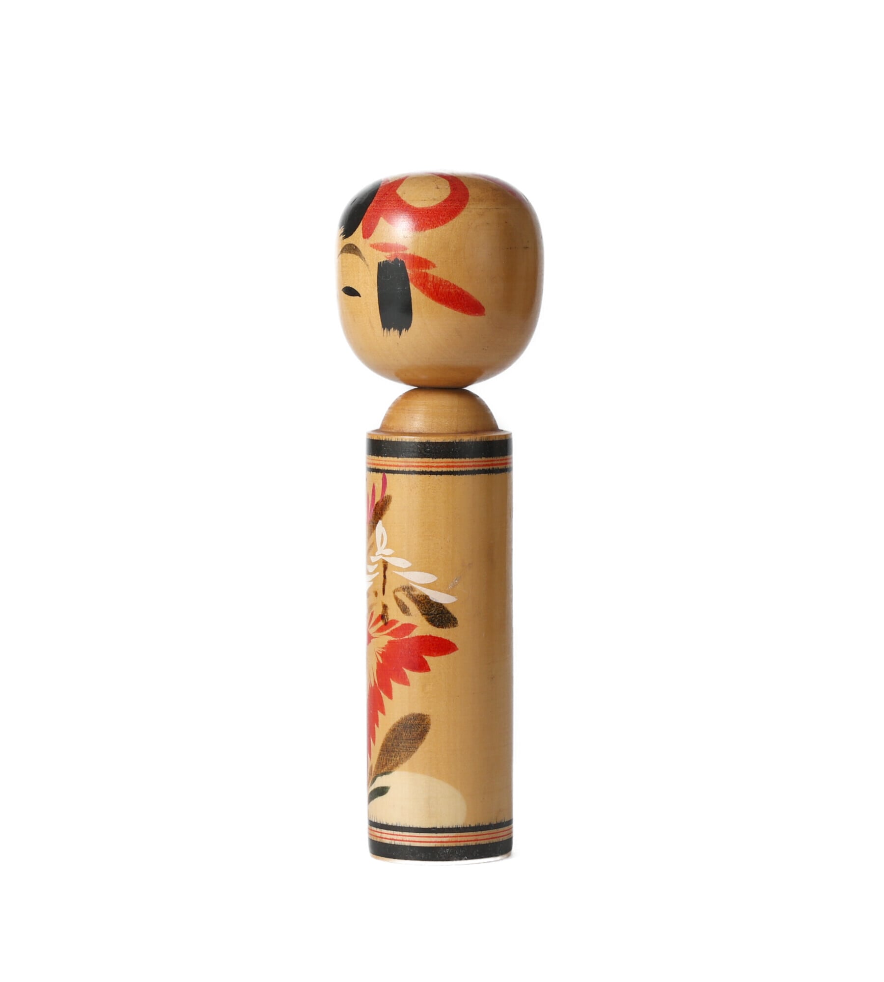 新型こけし、大江昭、菊模様 | antique shingata kokeshi, by Akira