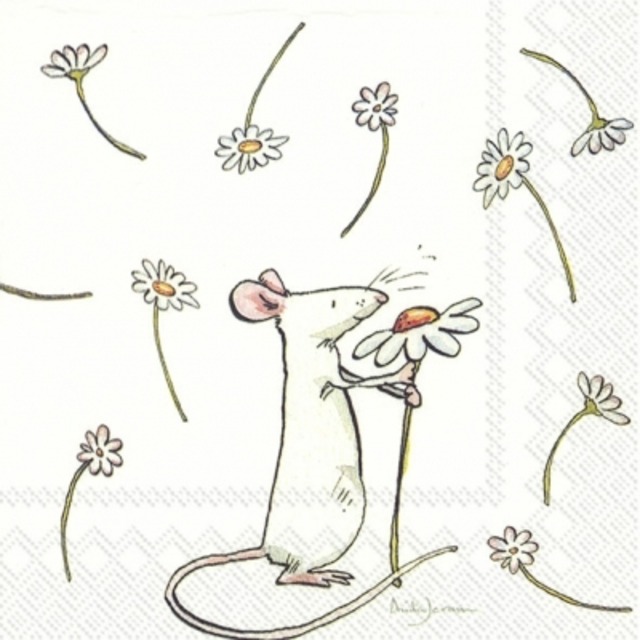 【IHR】バラ売り2枚 カクテルサイズ ペーパーナプキン A DAISY FOR YOU ホワイト Anita Jeram