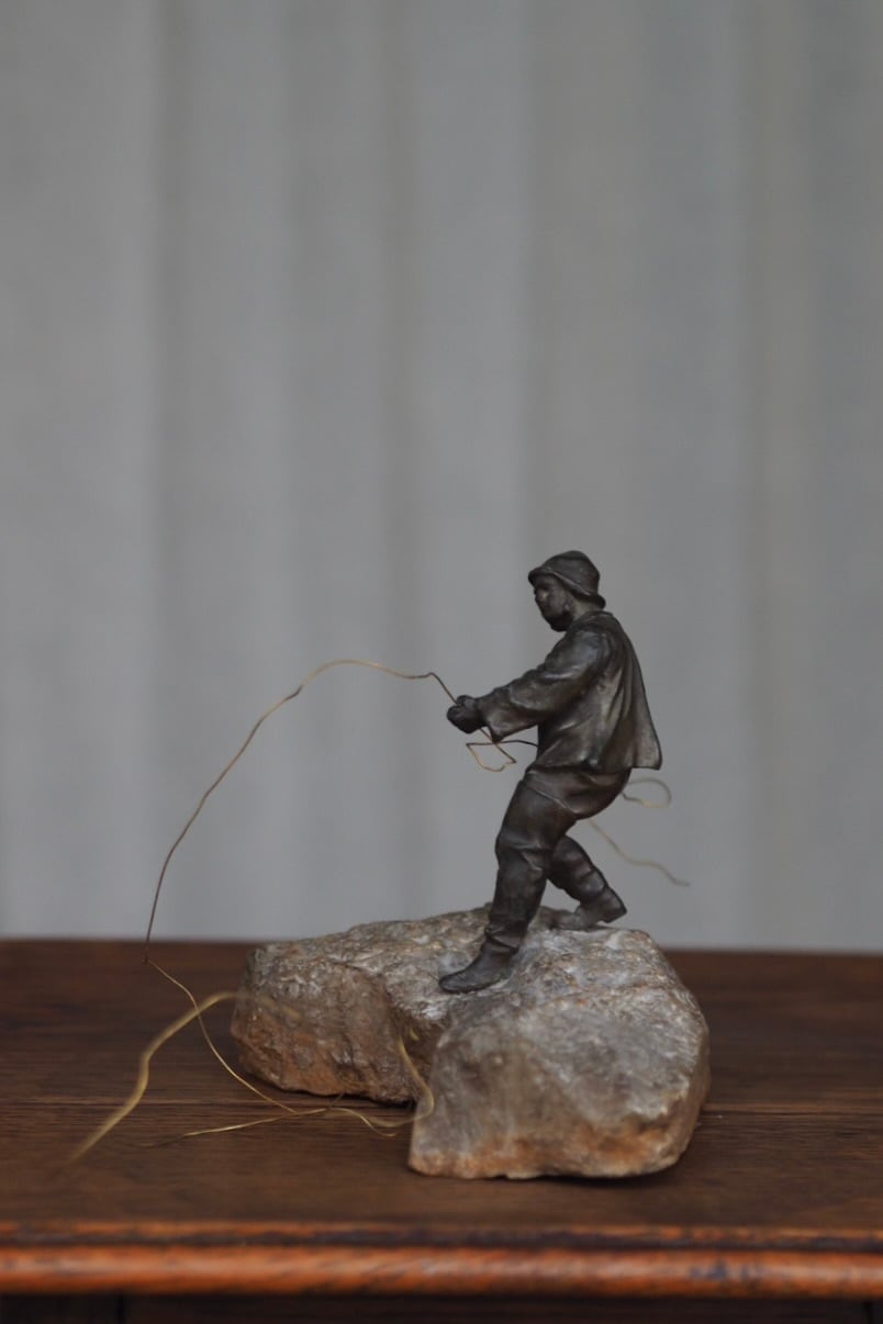 漁師ブロンズ像-antique fisherman figure | アンティーク