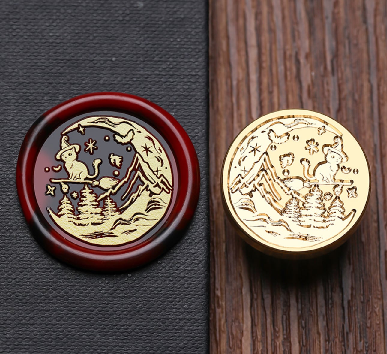 スタンプ(ハロウィン/ホウキに乗ったネコ)