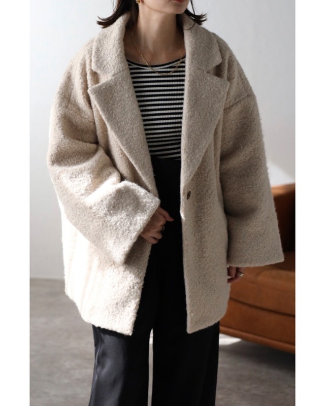 フェイクウールテーラーミドルコート