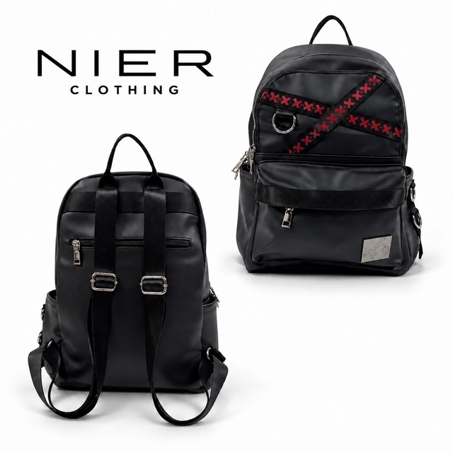 CROSS LINE PU LEATHER BACKPACK