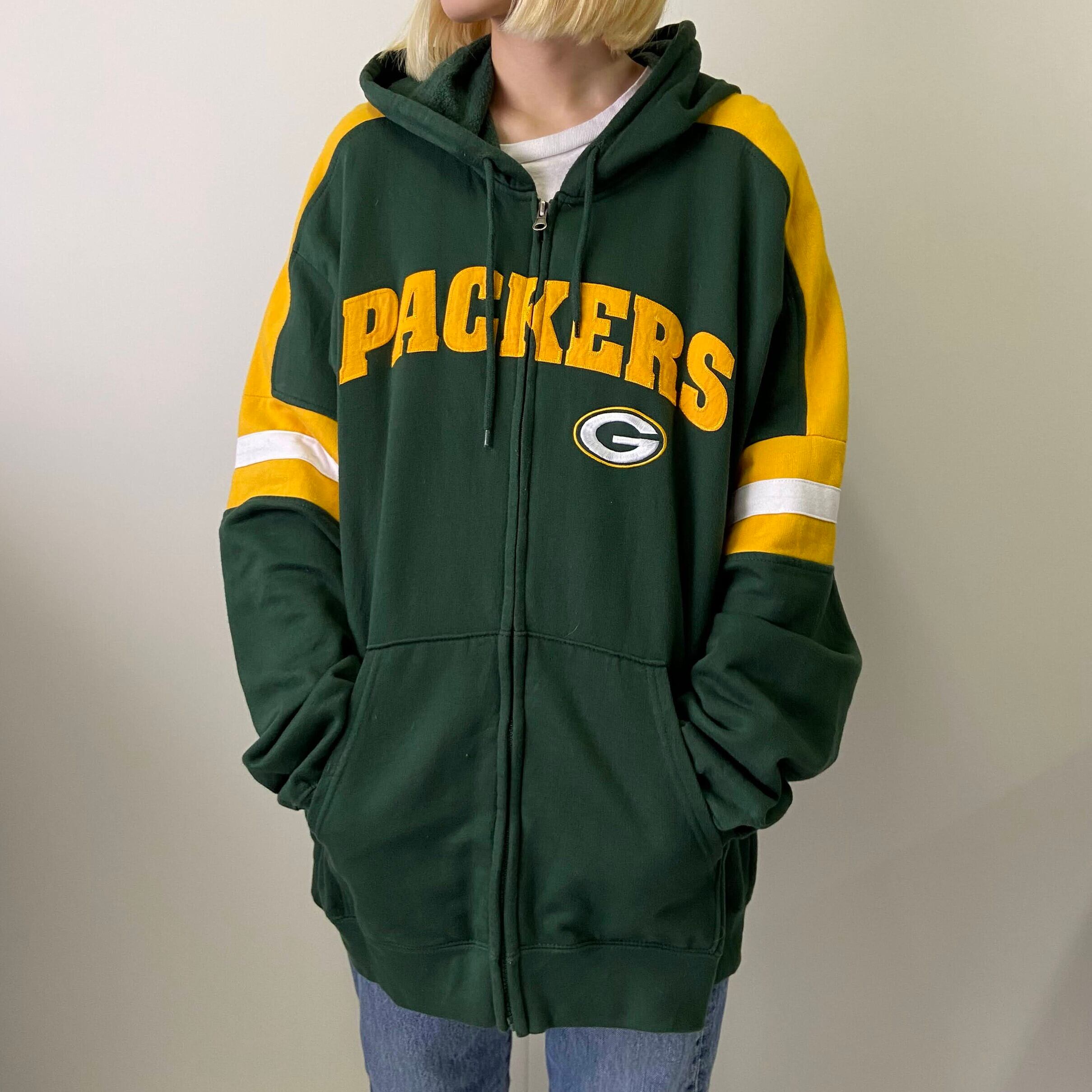 NFL packers パッカーズ チームロゴ刺繍 フーディ 裏起毛