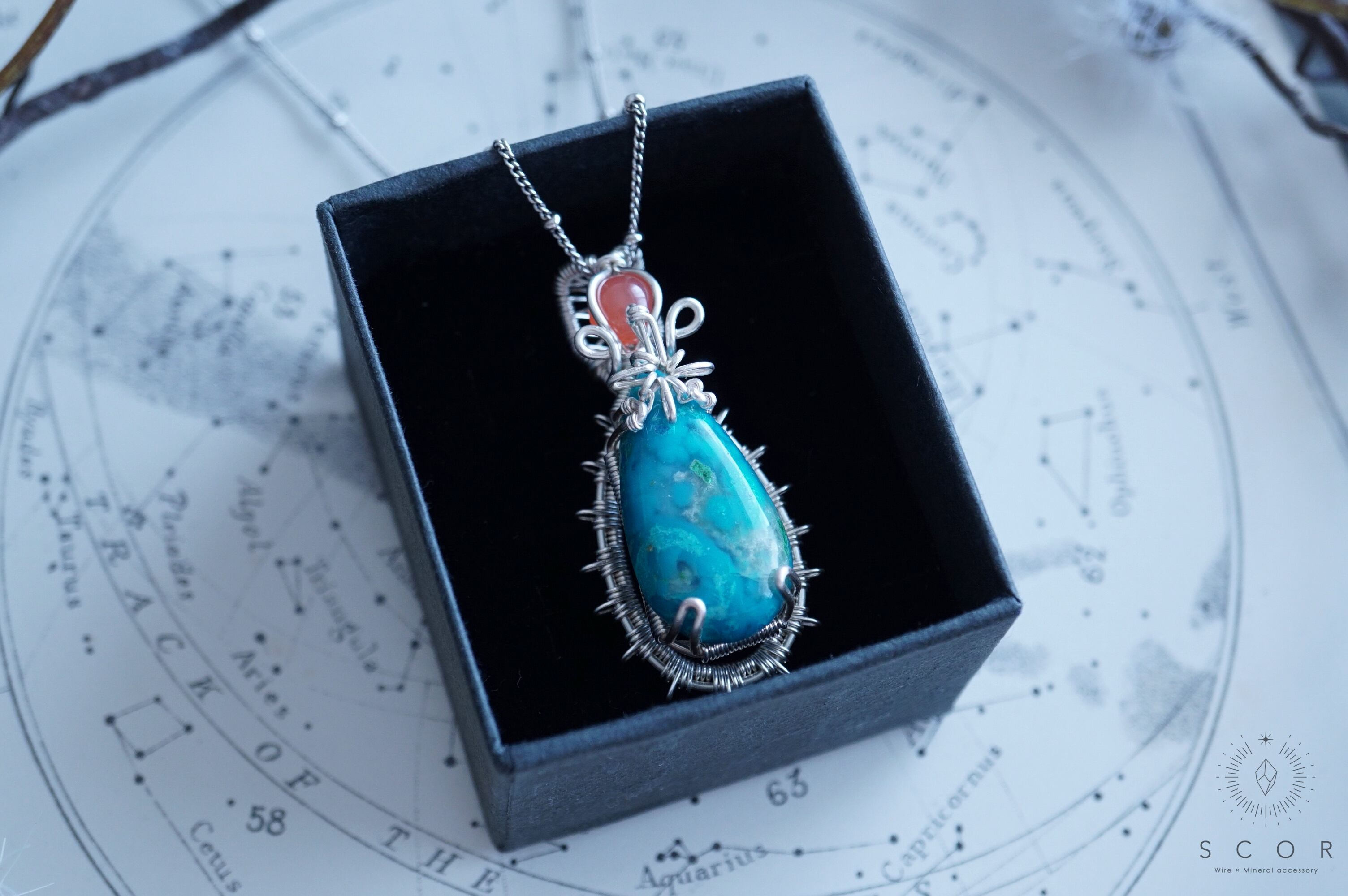 【動画あり】Two stars - 青蛍星と衛星(pt461-sr-s)(シャッタカイトinクオーツ・ロードクロサイト ペンダントトップ)