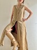 ②"Each Price Market" Vintage Linen Long Gilet Dress