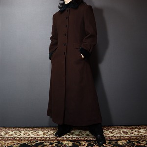 "velours" collar & button design long coat