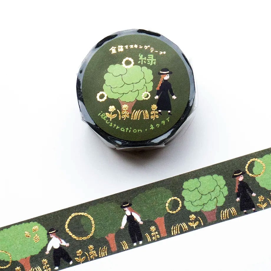ネクタイ 箔押しマスキングテープ 緑 | hacohalu 紙雑貨・文具専門店