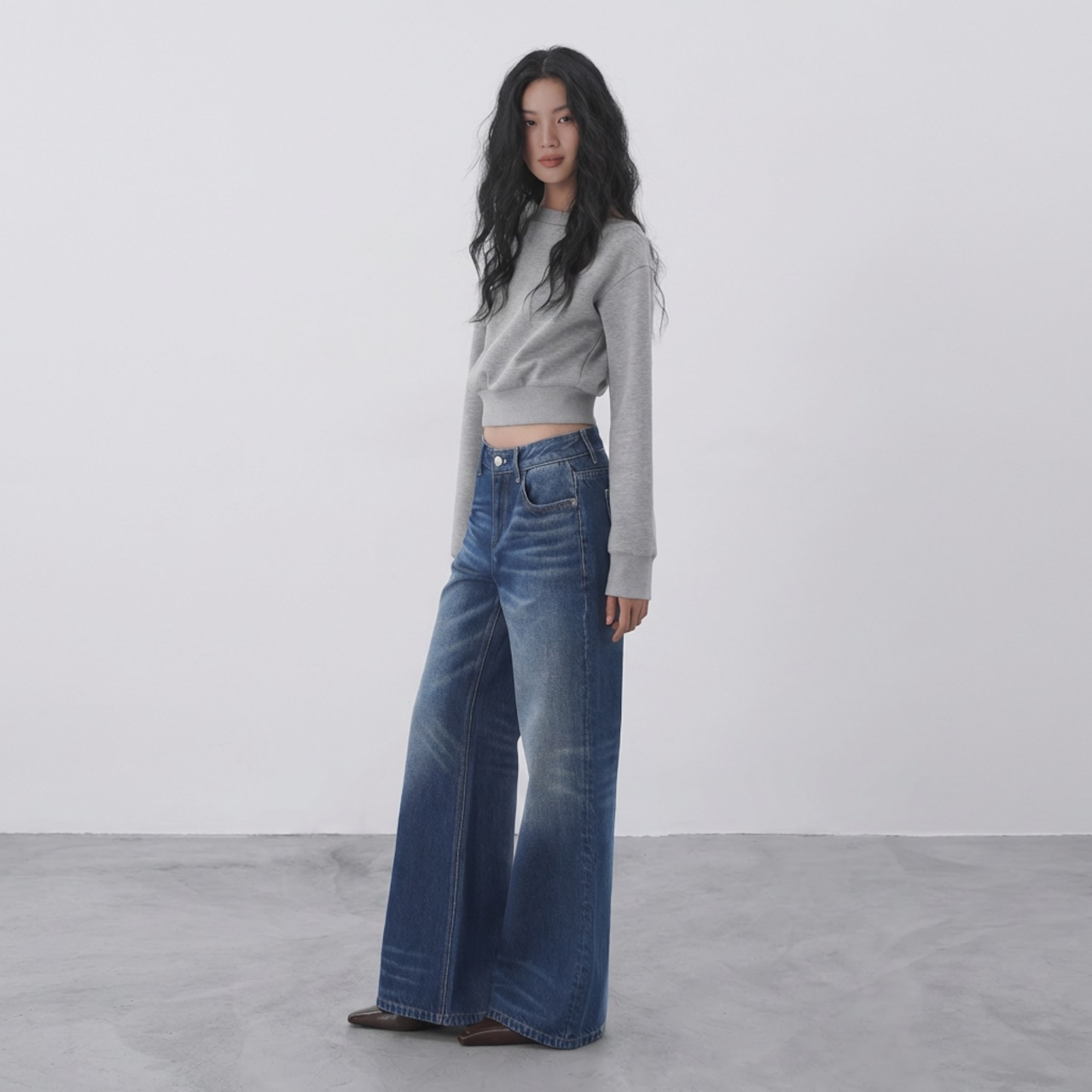 ワンショルダー 短め丈 トレーナー   2colors  26021・画像5