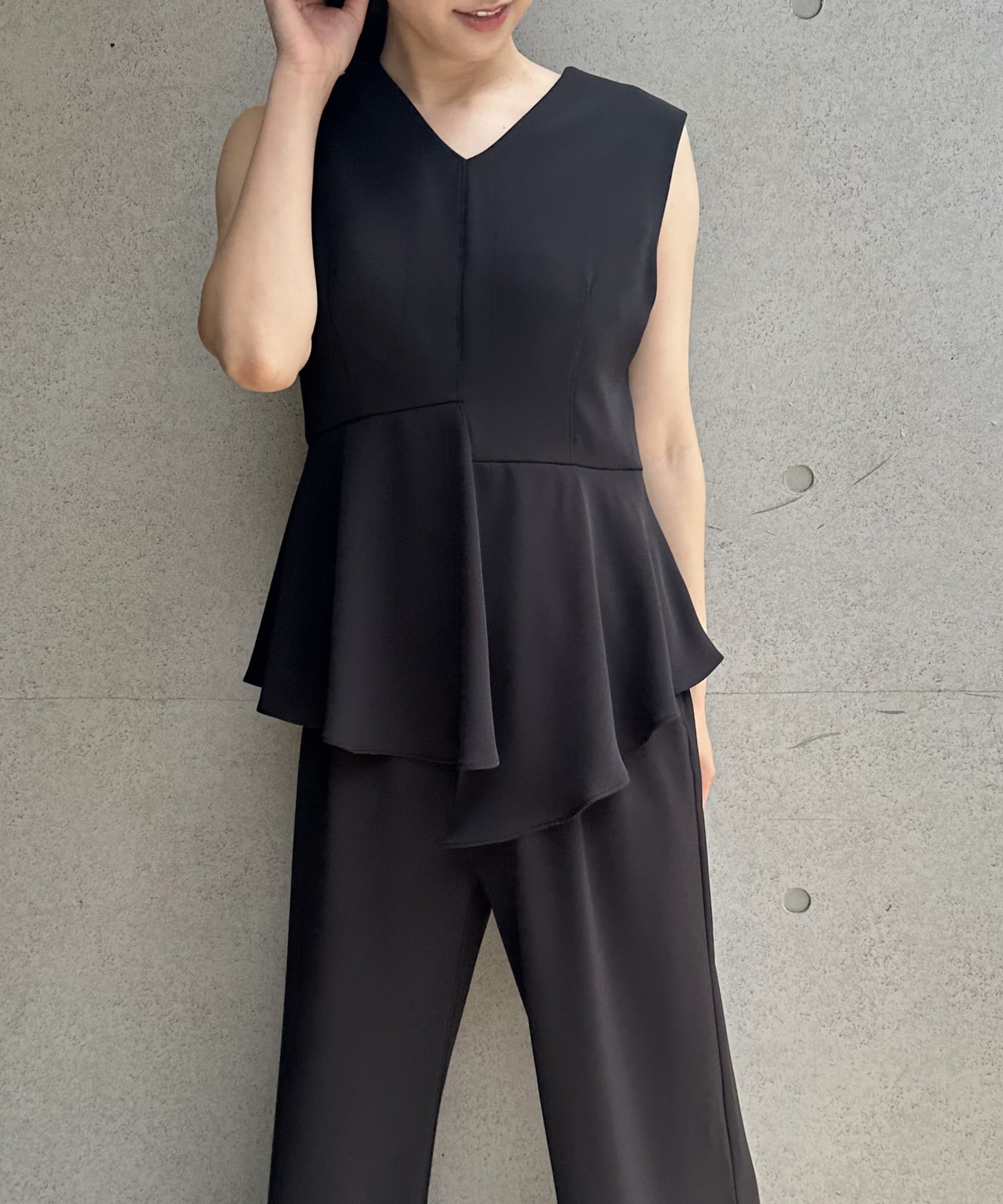 のぶお　３本セット ノースリーブセットアップパンツ D/ブラック 38 | troisiemechaco