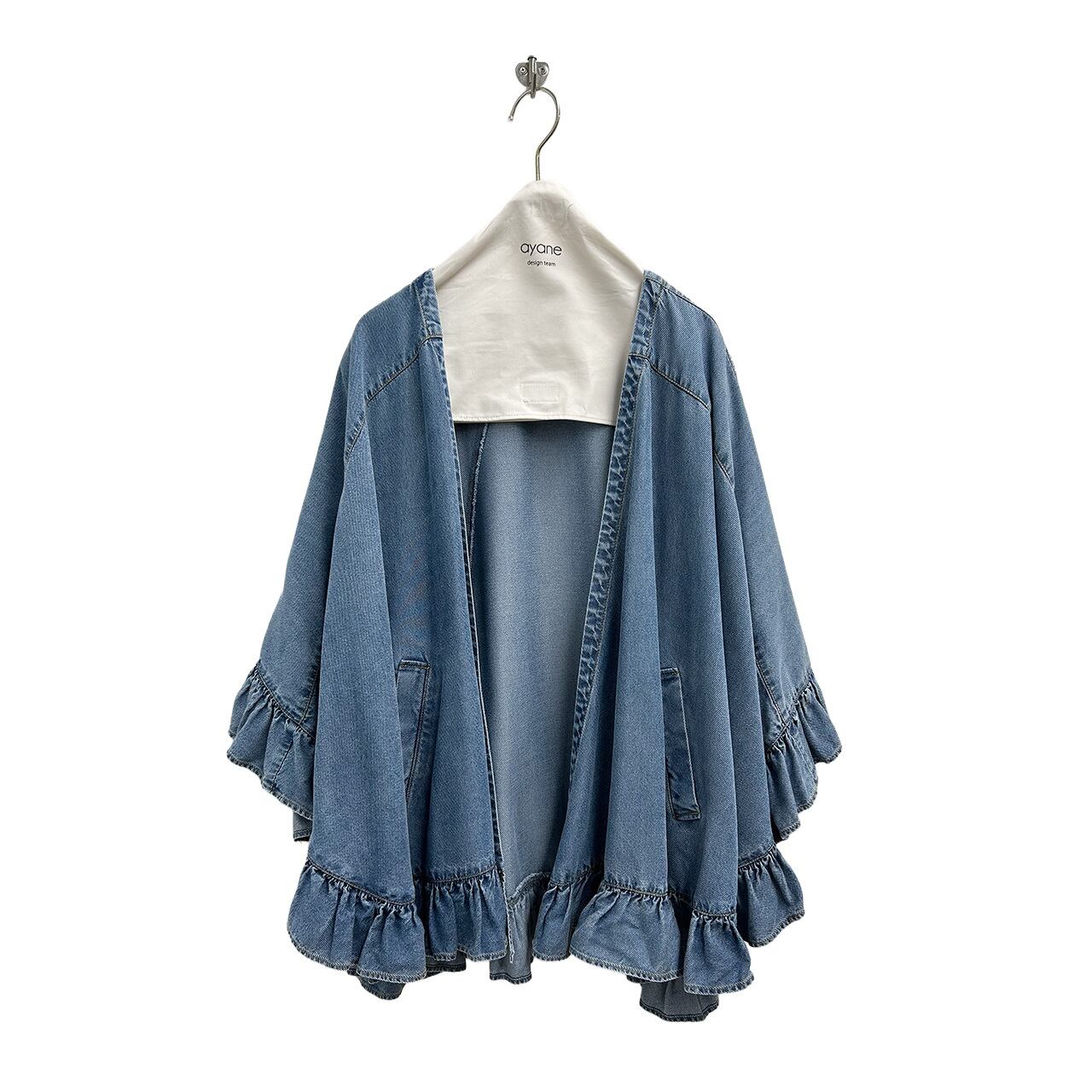【新品未使用品】ayane アヤン テンセルデニムフリルポンチョ ブリーチ ayane【予約】テンセルデニムフリルポンチョ（N) | whispermusee