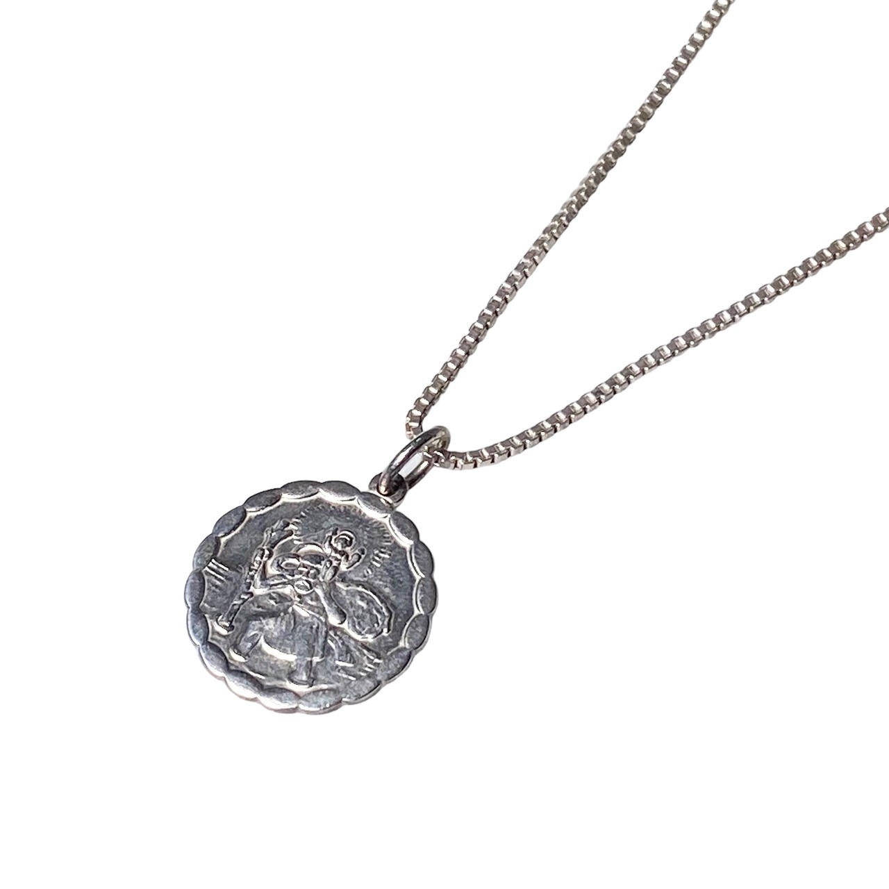 vintage silver coin pendant necklace “Saint”