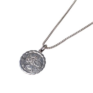 vintage silver coin pendant necklace “Saint”