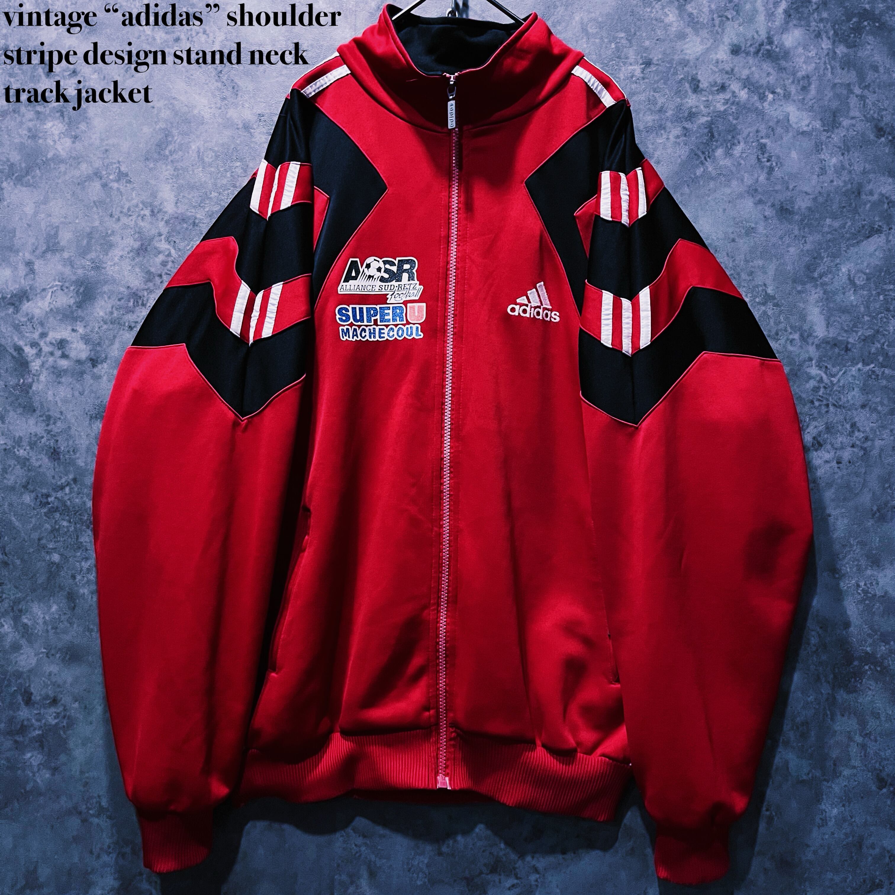 【doppio】vintage “adidas” shoulder stripe design stand neck track jacket