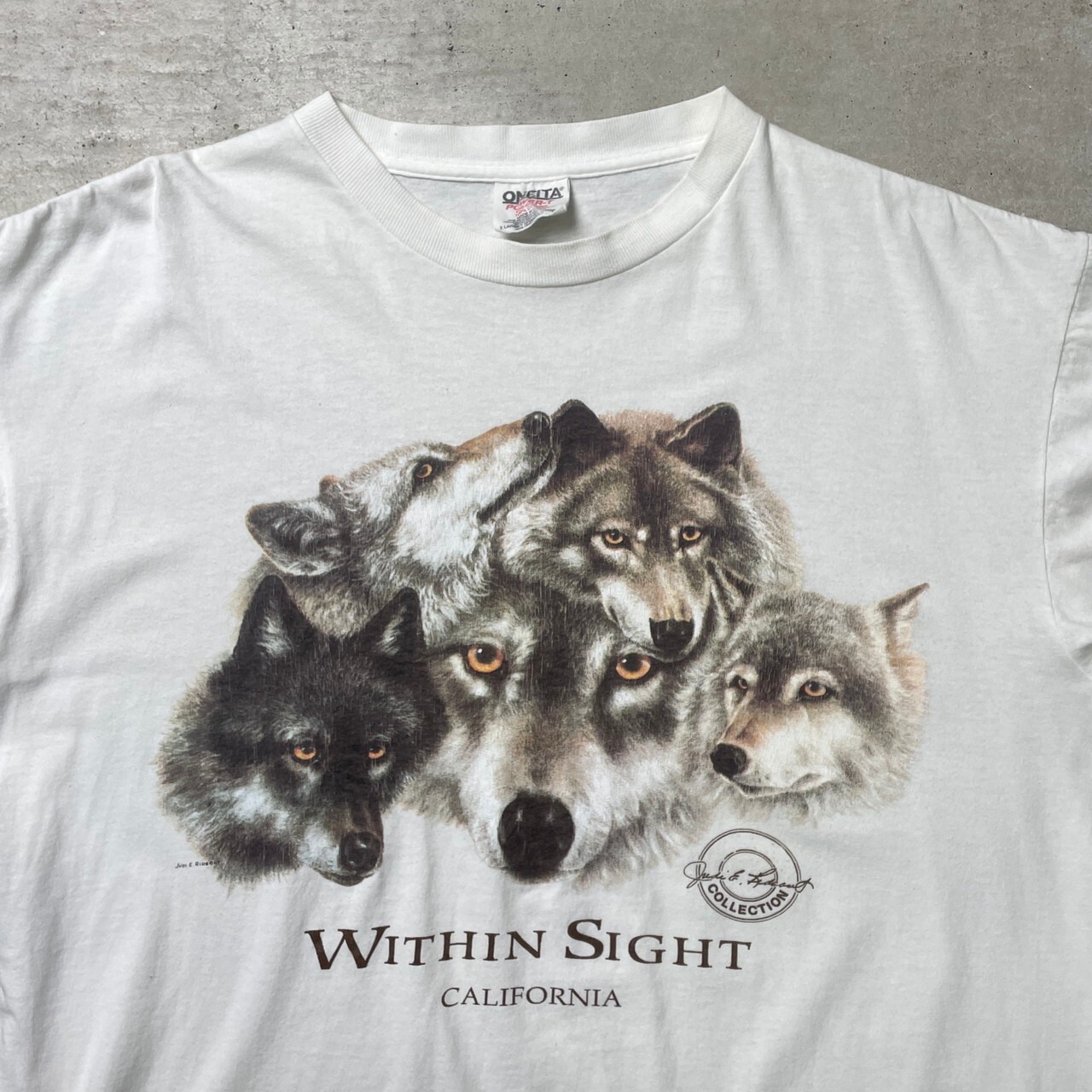 90年代 USA製 WITHIN SIGHT オオカミ アニマルプリント Tシャツ メンズ 