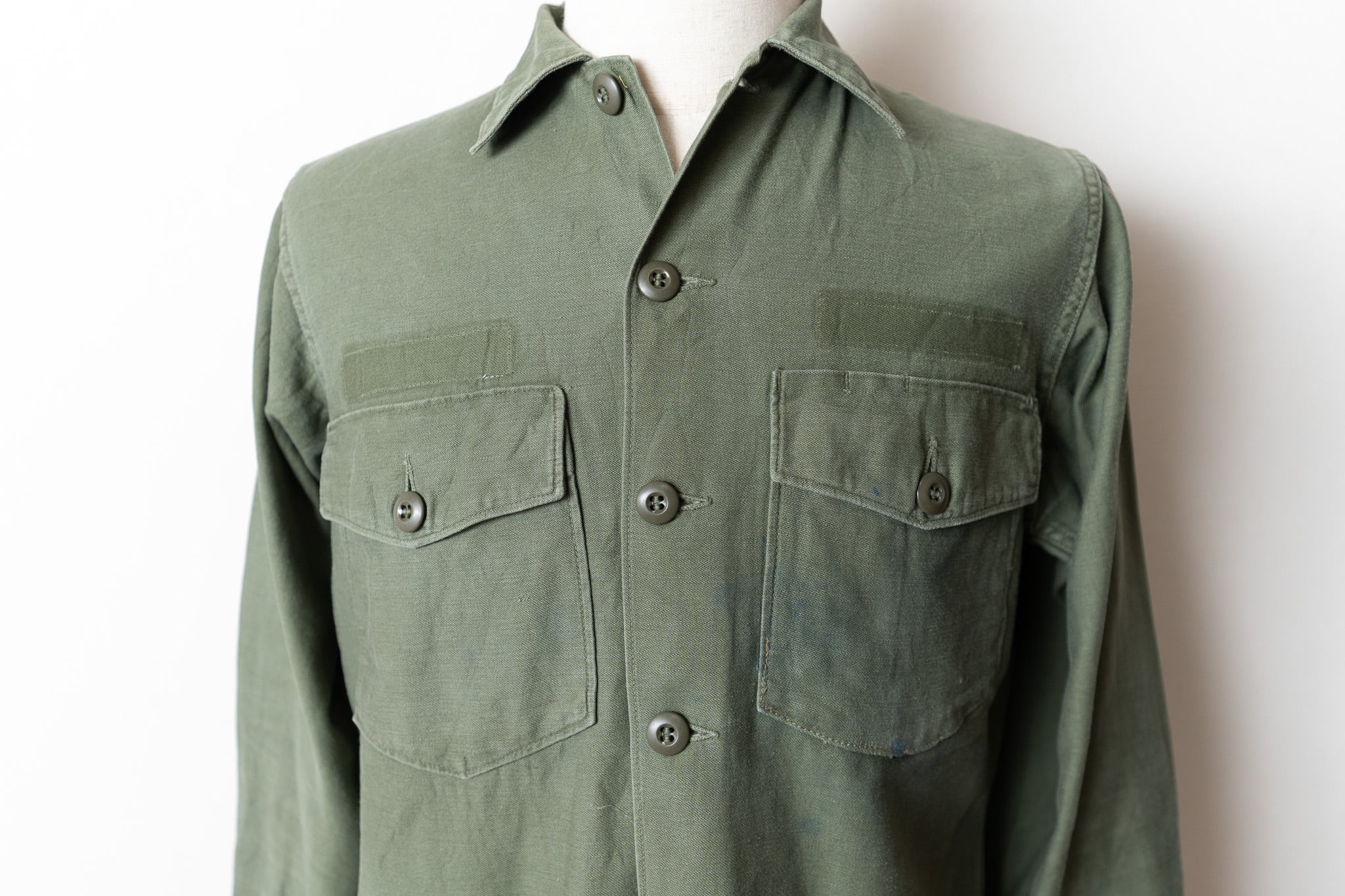 15 1/2✕33】U.S.Army 70's OG-107 Utility Shirt Cotton100％ 