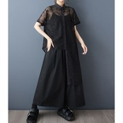 アシンメトリーヘム シアー シャツ  30196