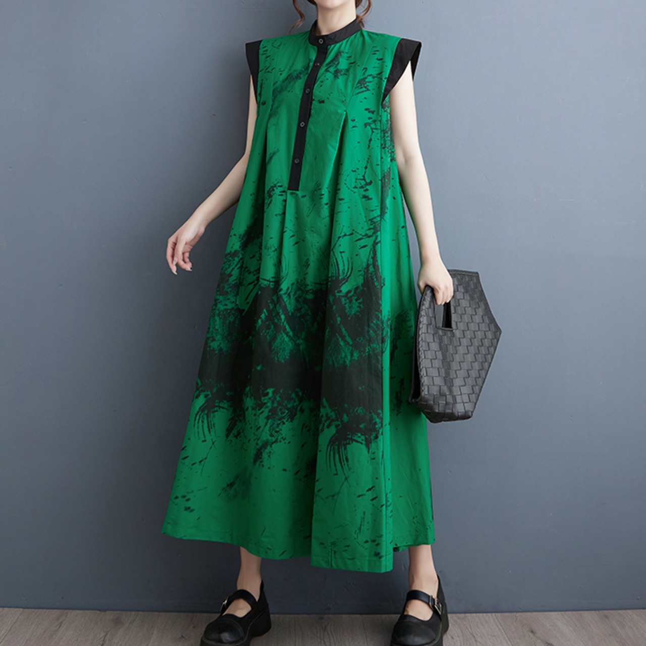 ノースリーブ Aライン フレアワンピース  30040