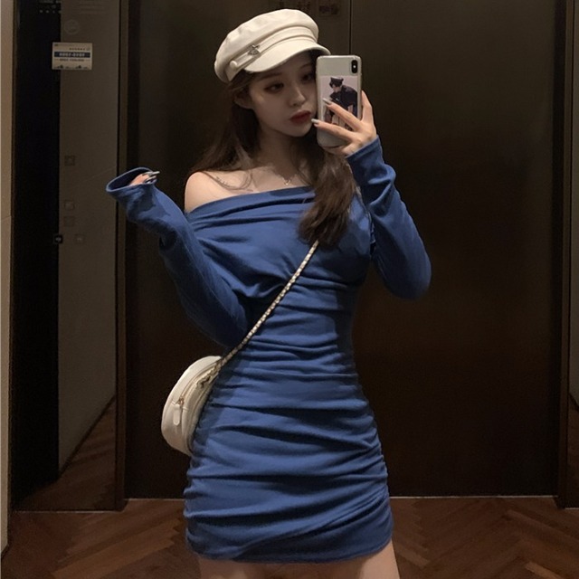 2020年初春の新しい香港スタイルの気質セクシーなストラップレスウエストボトミングドレス女性のスリムな長袖ヒップスカート 1号婦人6513604948