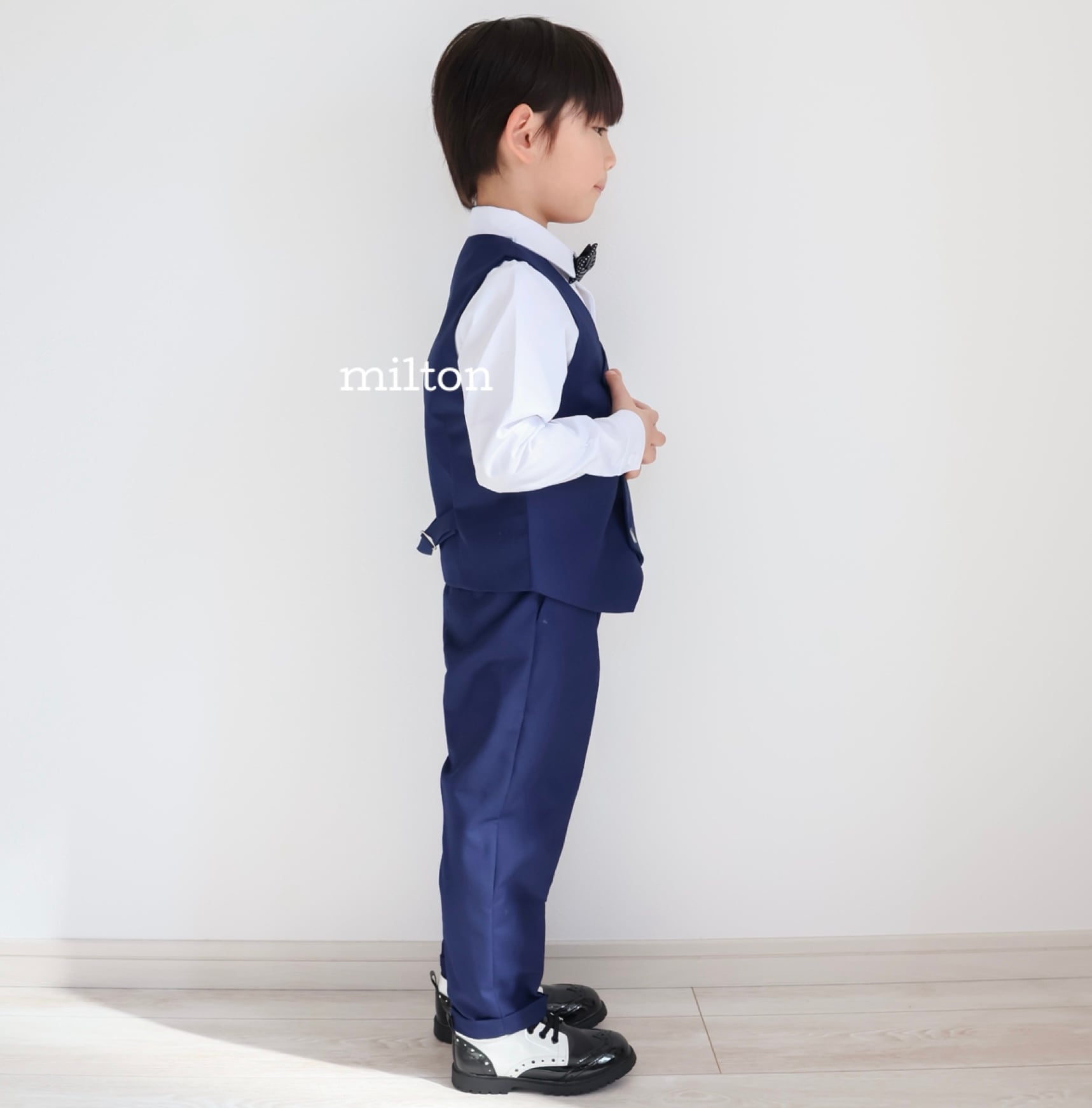 一部即納【ネイビーベスト付きジャケットスーツ】90 100 110 120 130