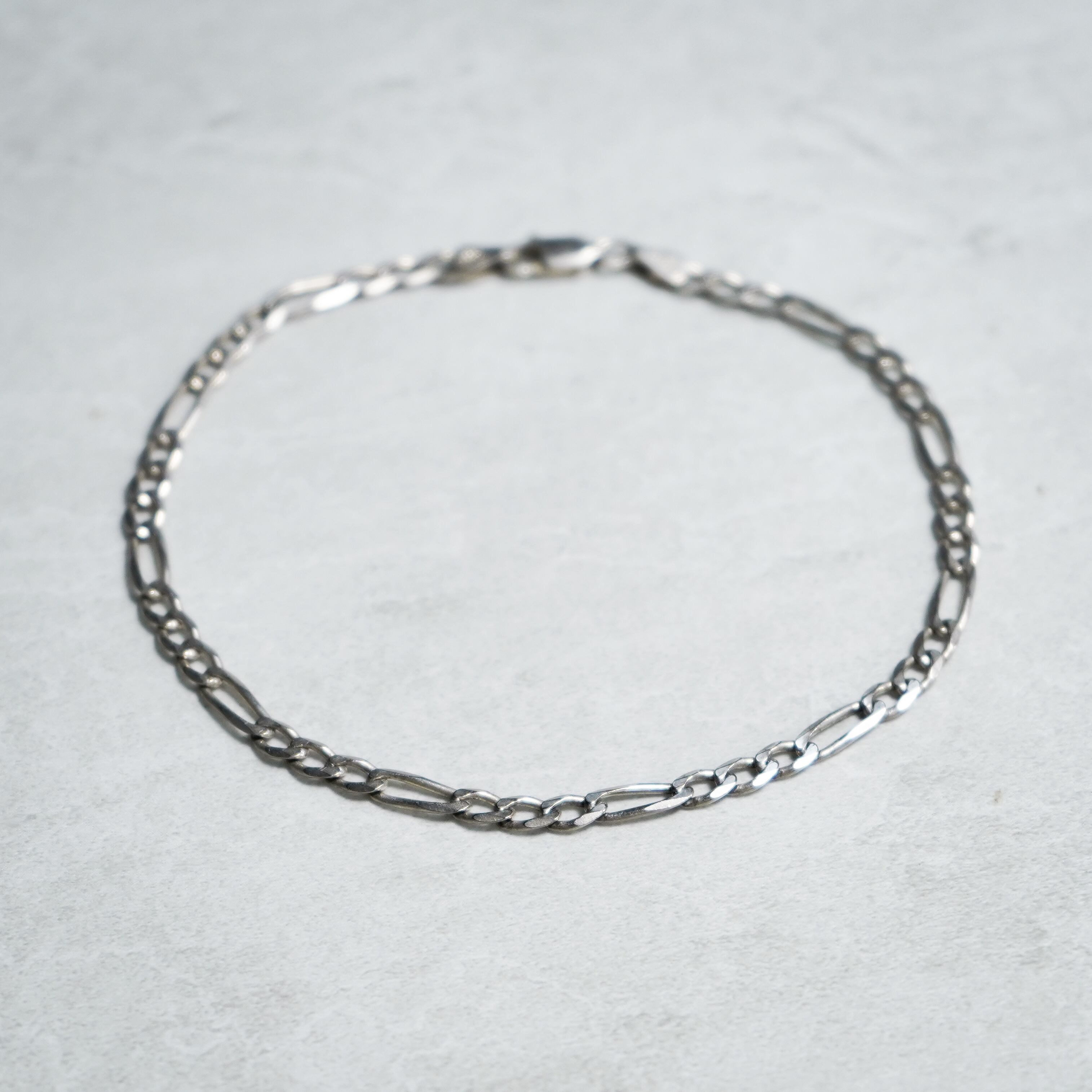 Italian Vintage Silver Figaro Chain Bracelet イタリア ヴィンテージ