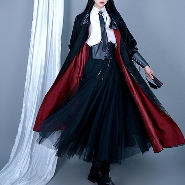 【即納】 サブカル系チャイナゴシック ロングコート ビッグシルエット ゴスロリ ダークファッション